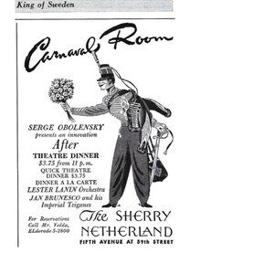 Serge Obolensky Carnival Room Sherry Netherland 5th Avenue 1950s Print Ad